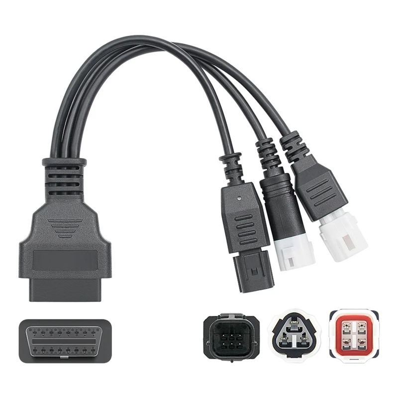 2X For Yamaha 3Pin/4Pin Honda 6Pin Motorcycle OBD Diagnostic Canbus Connector Cable OBD2 3 In1 Plug Cable Adapter