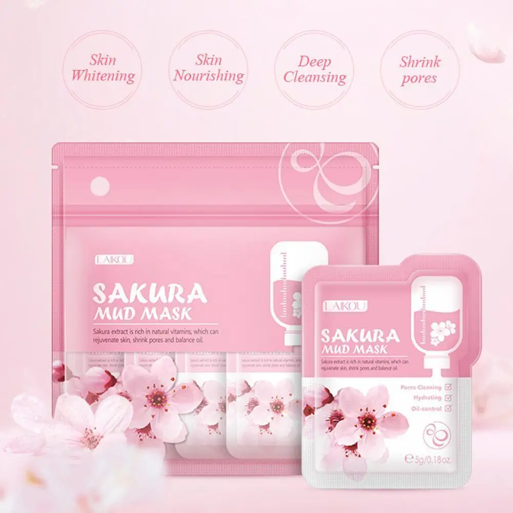 

12 шт., грязевая маска Сакура, осветляющая увлажняющая маска для лица, люминесцентная кожа, очищающая глина для лица, увлажняющий уход за кожей против морщин