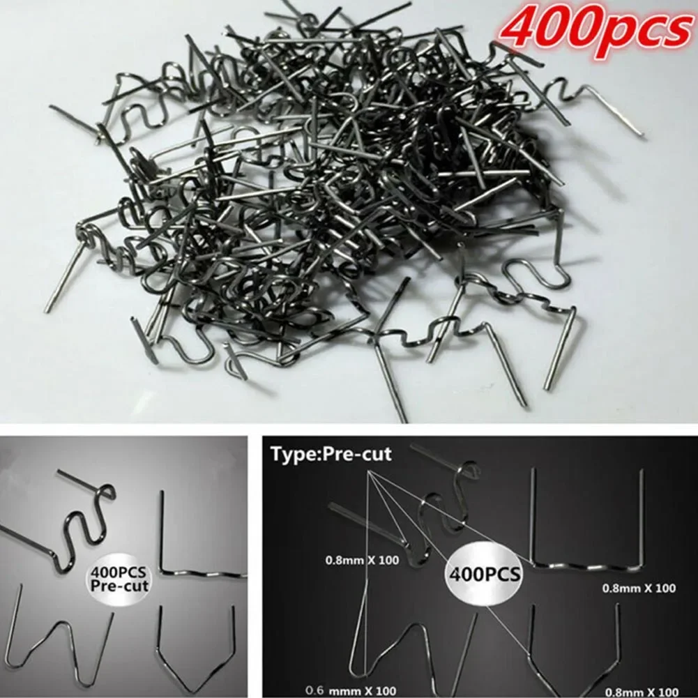 400pcs Hot Stapler Staples For Plastic Welder Tool Car Damaged Bumper Repair Kit Wave Staples Silver For Hot Plastic Repair