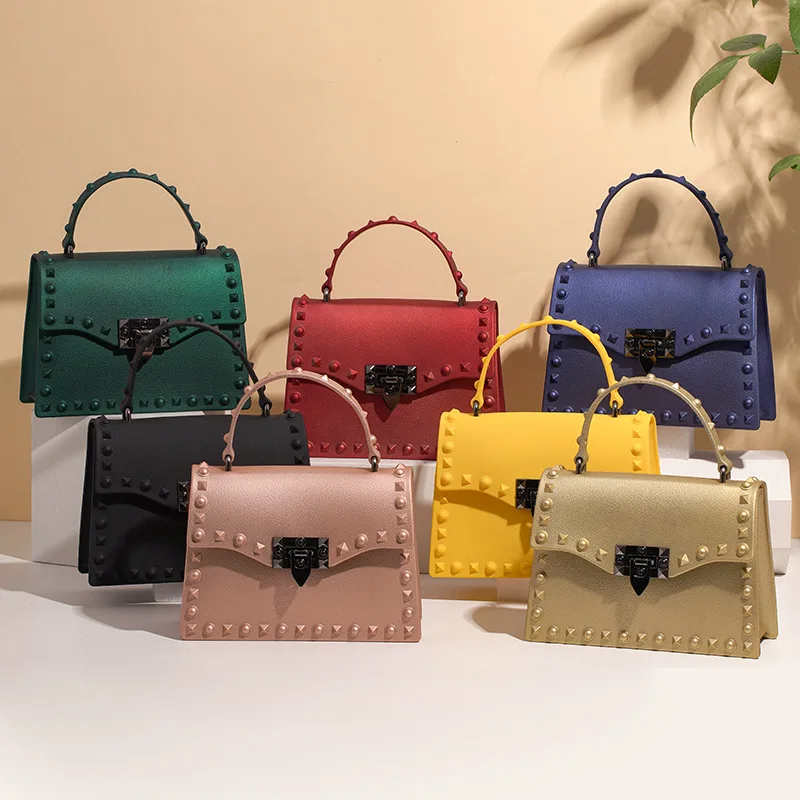 Handbags Wholesale 2021 Hot Sale New Jelly Bag Pvc Mobile Phone Bag Color Diamond Rivet Single Shoulder Diagonal Bag