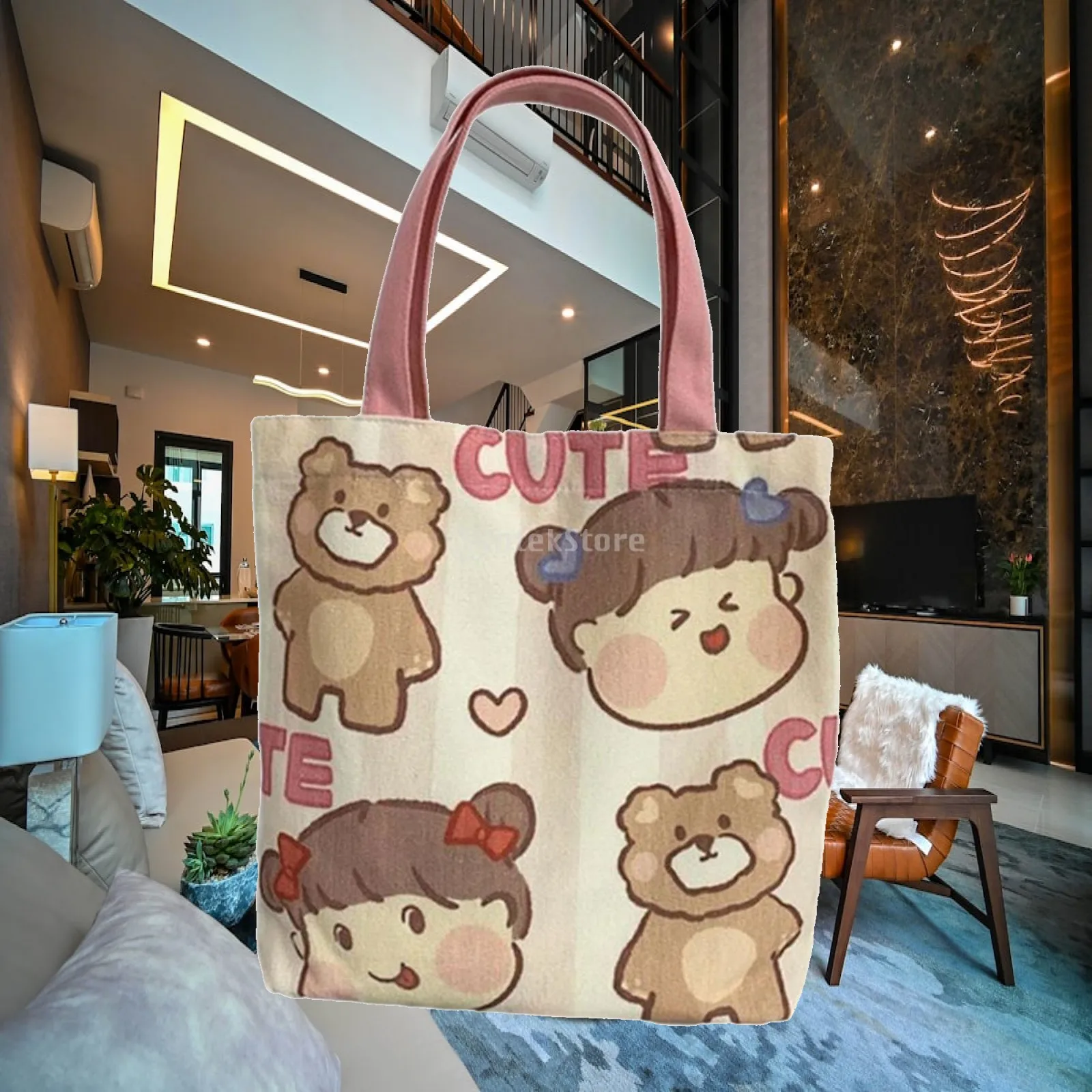 Canvas Bag Multipurpose Handbag Fashionable Top Handle Reusable Sturdy Washable
