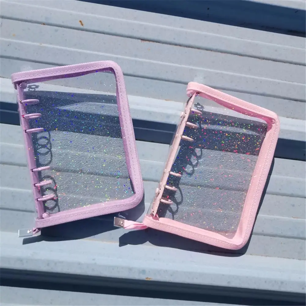 Portable Korean PVC Diary Planner Handbook Zipper Notebook Pages A5/A6 Loose-Leaf Notebook Cover Glitter