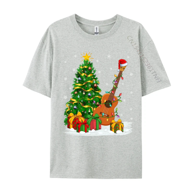 Ukelele amante de la música a juego sombrero de Papá Noel ukelele Navidad camisetas de algodón puro moda Camisas camisetas estampado 3d camiseta Casual