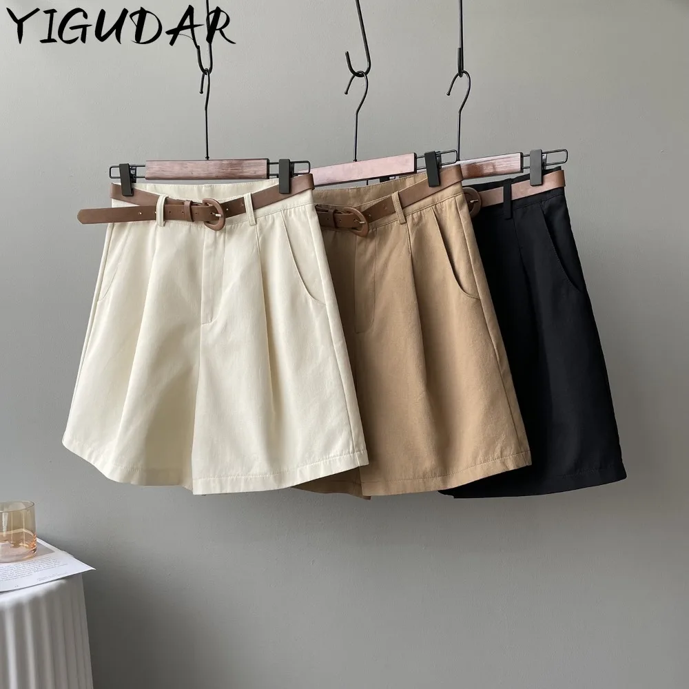 

2024 Fashion Korean version summer high-waist a-line five-point wide-leg casual pants denim shorts women clothing y2k streetwear