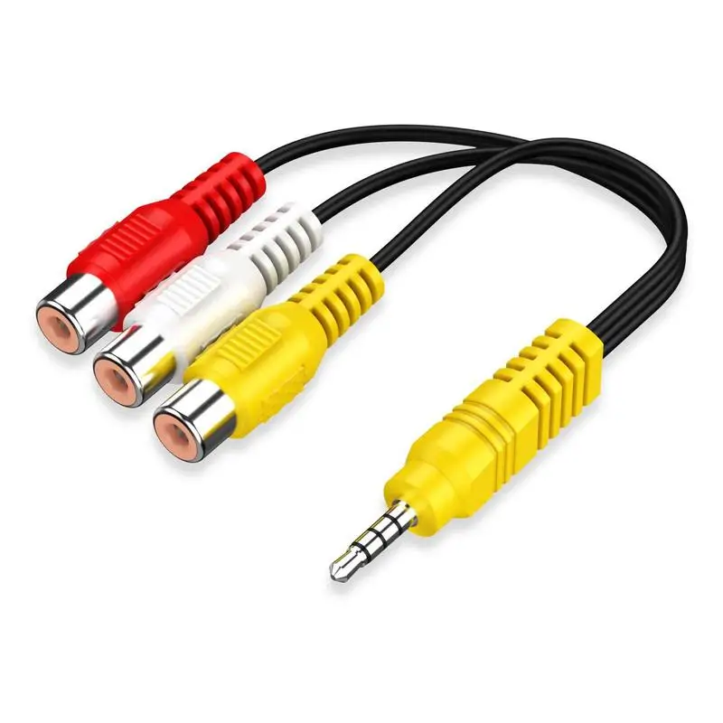 3.5MM To 3 RCA Cable Video Component AV Adapter Cable For TCLTV 3.5mm To RCA Red White And Yellow Female Video Cable TV Set