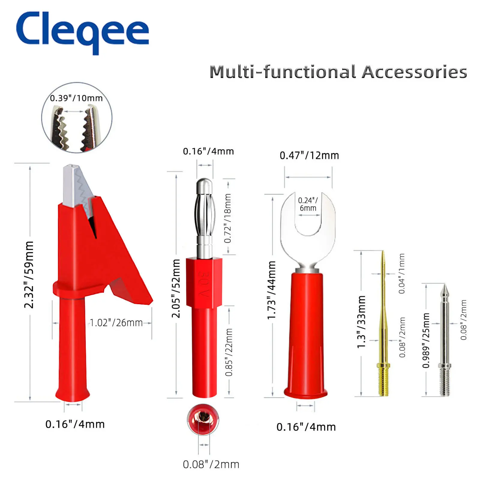 Messleitungsset der Cleqee P1503-Serie mit austauschbarer Nadelsonde, 4-mm-Bananenstecker, Testsonde, Krokodilklemme zum Testen von Multimetern