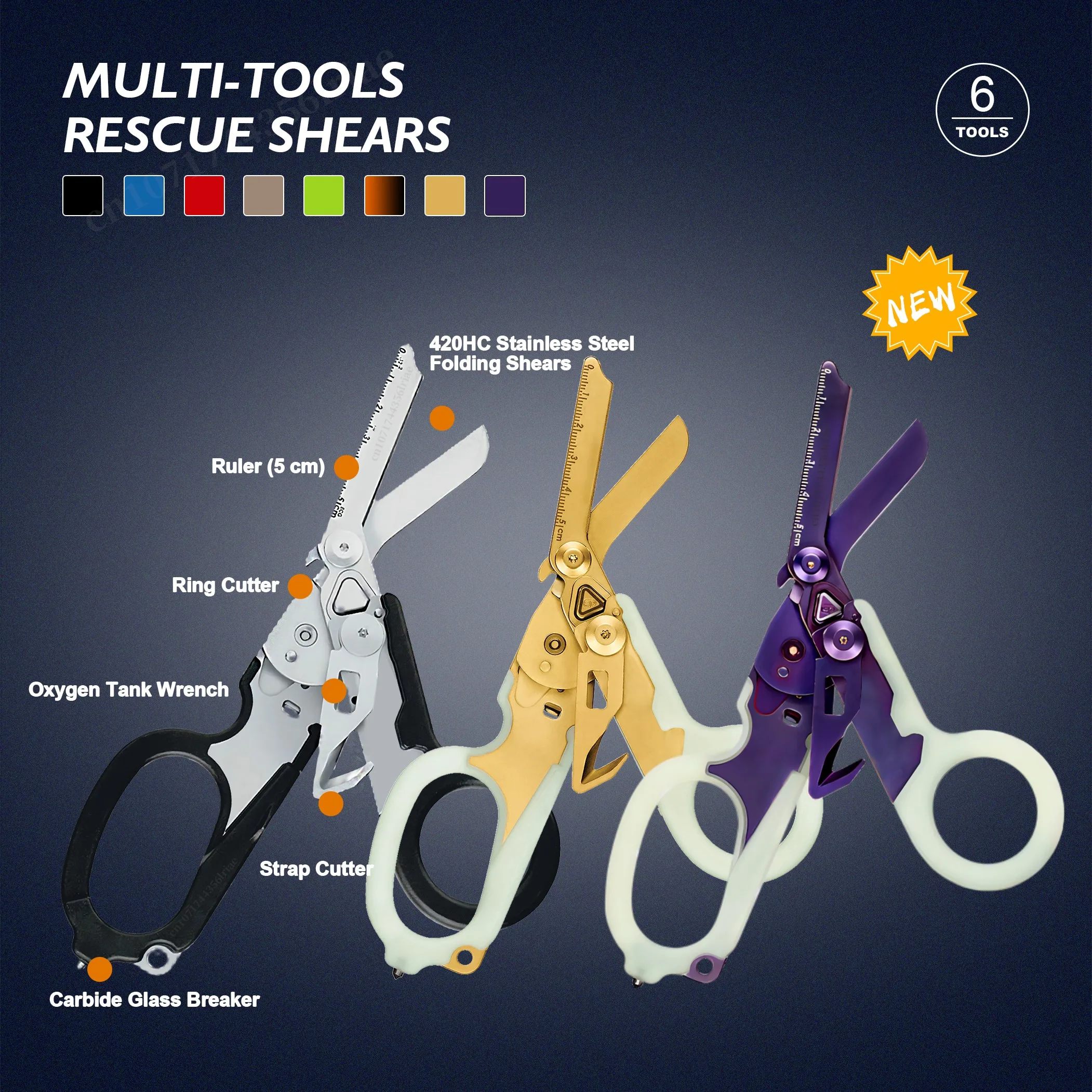 Multifunction Portable Emergency Shears with Lock Latch Tactical Folding Scissors Outdoor Survival Tool