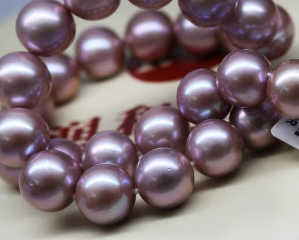 

Huge 17"10-14mm Genuine Purple Lavender Round Pearl Pendant Necklace Women Jewelry Wedding Party Gift 925 Sterling Silver
