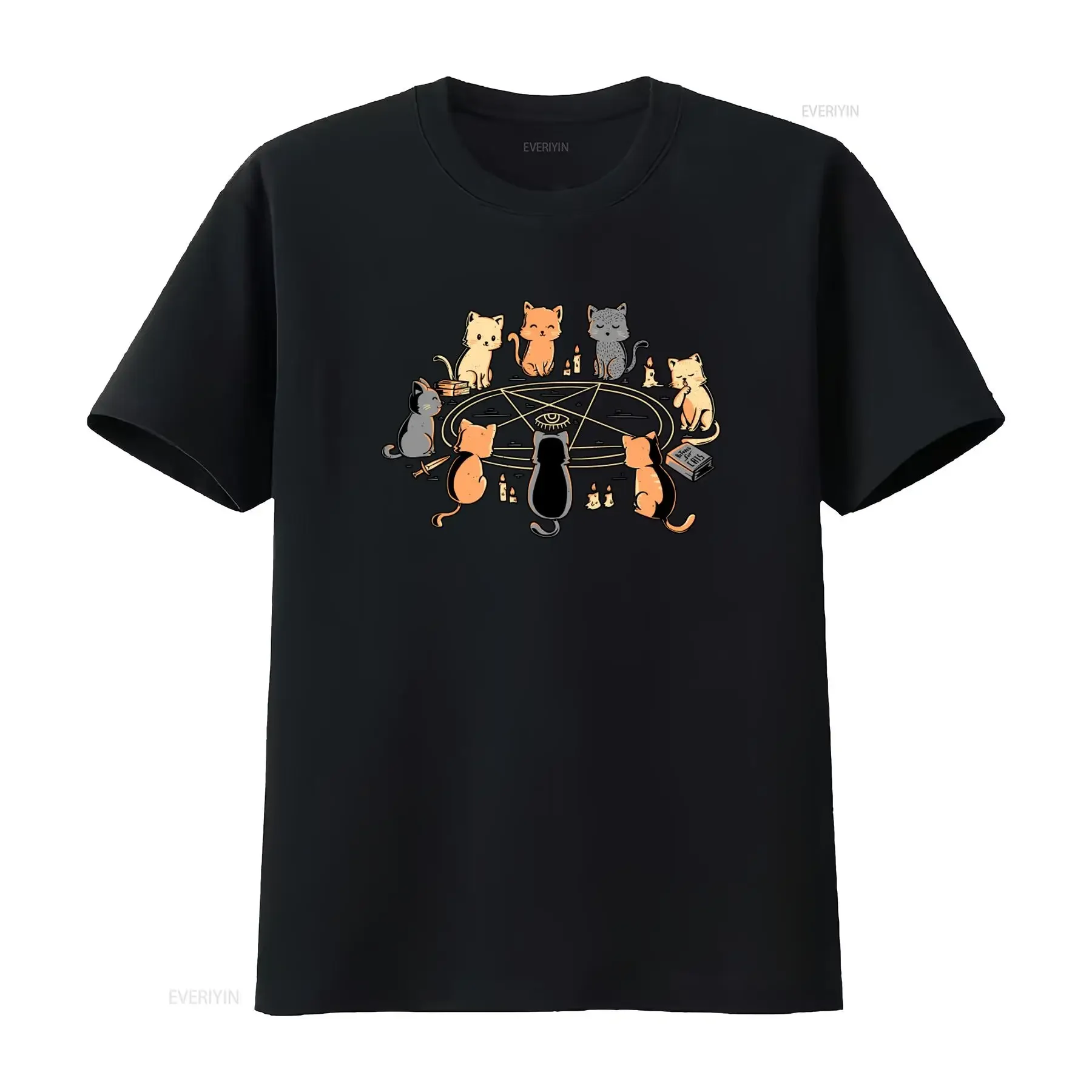 Cats Magic Ritual T Shirt Mystical Kitten Design for Cat Lovers Available in All Sizes vintage Washed Comfortable Stretched
