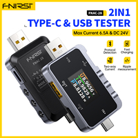 FNIRSI FNAC-28 2 IN 1 Type-C USB Tester 6.5A Digital Voltmeter Current Meter Ammeter Voltage Current Tester Cable Charger Test