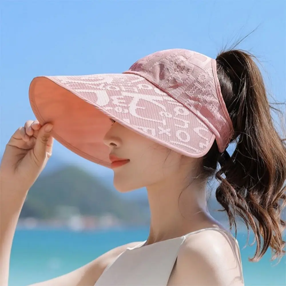 

Stylish Letter Large Brim Sun Hat UV Protection Stripes Sunscreen Bucket Cap Removable Breathable Summer Panama Hat Men