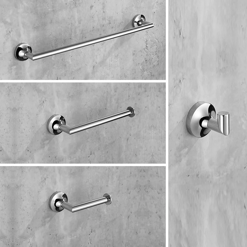 Chrome bathroom accessories set Hardware accessories Wall mounted towel bar holder Toilet paper holder Robe hook 4 piece s