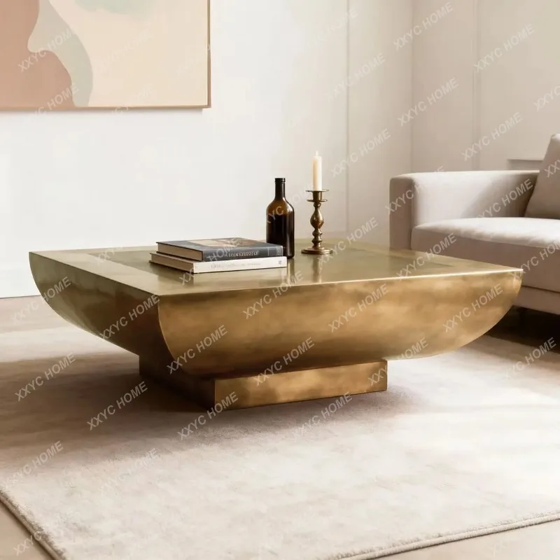 XX  Simple and modern large coffee table bronze color old living room square home designer creative special-shaped coffee table