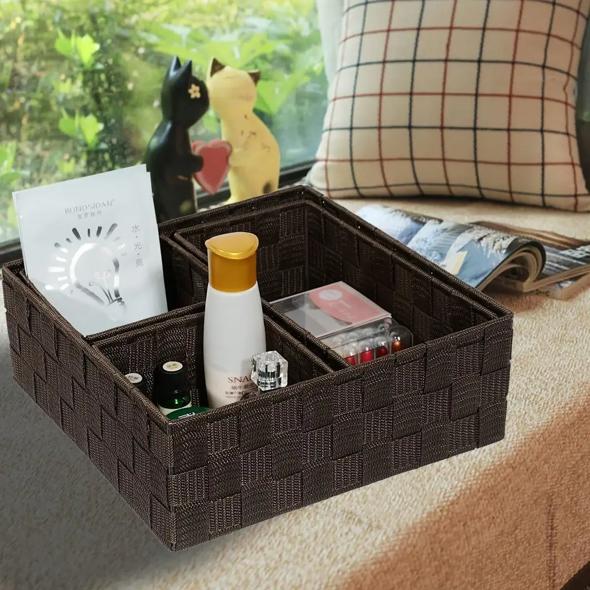 Desktop Storage Boxes, 1 Large and 2 Small Storage Boxes, Sundries, Home Organizer, Cosmetics Storage Boxes, Jewelry Boxes
