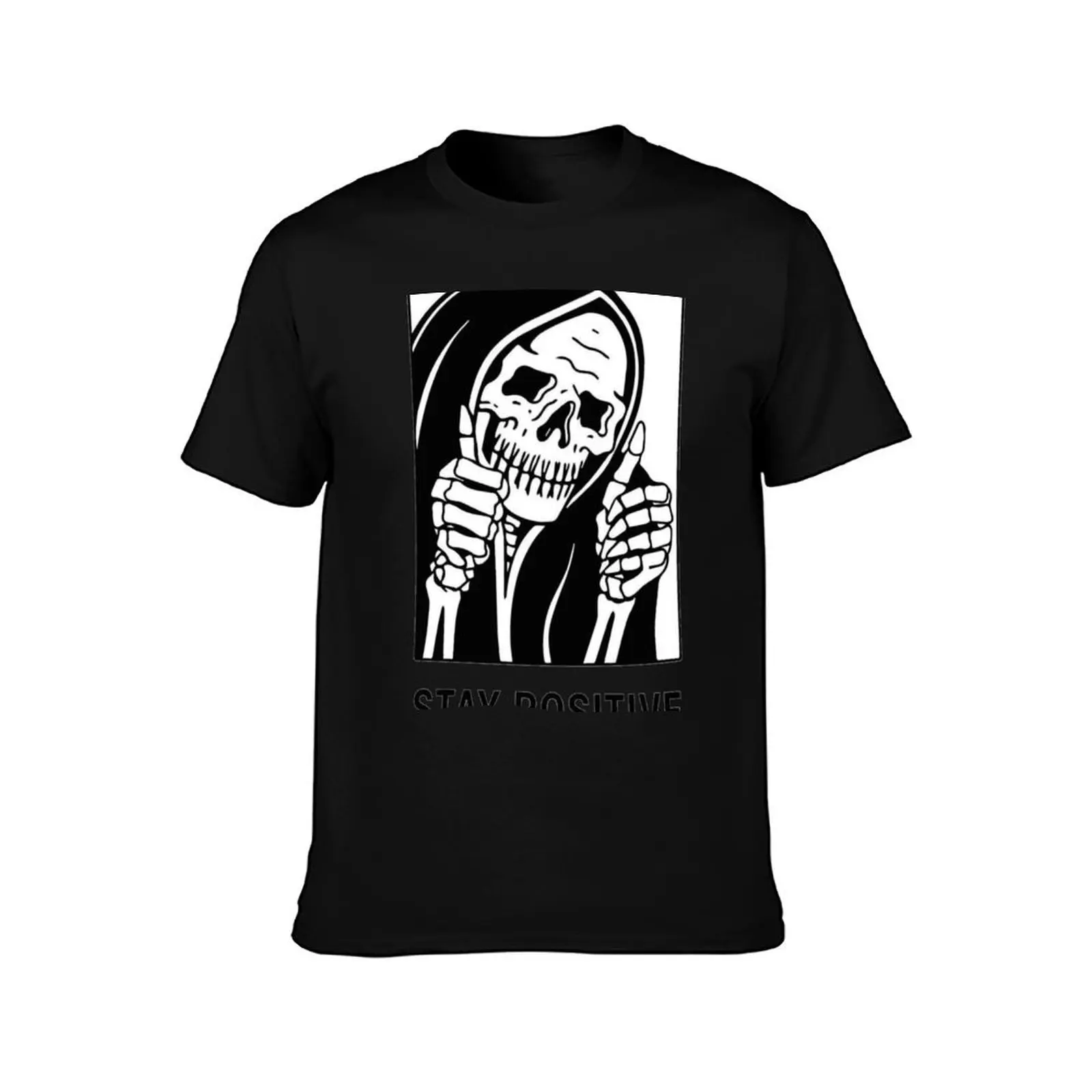 Stay Positive , Reaper , Waterproof Sticker , Hydro Flask T-Shirt Basic Plain Tee for Spring and Summer T-Shirt