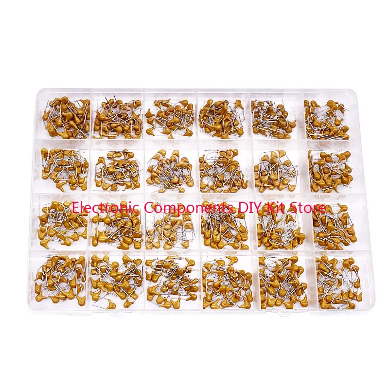

480pcs Monolithic Ceramic Capacitor Kit 24 Kinds of Capacitors 10pF-10uF Induction Ceramic Capacitor Sample Case 1uF 0.22uF