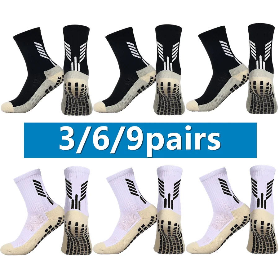 

3/6/9pairs mens womens anti slip grip sports towel bottom breathable shockproof hiking cycling professional athletic socks