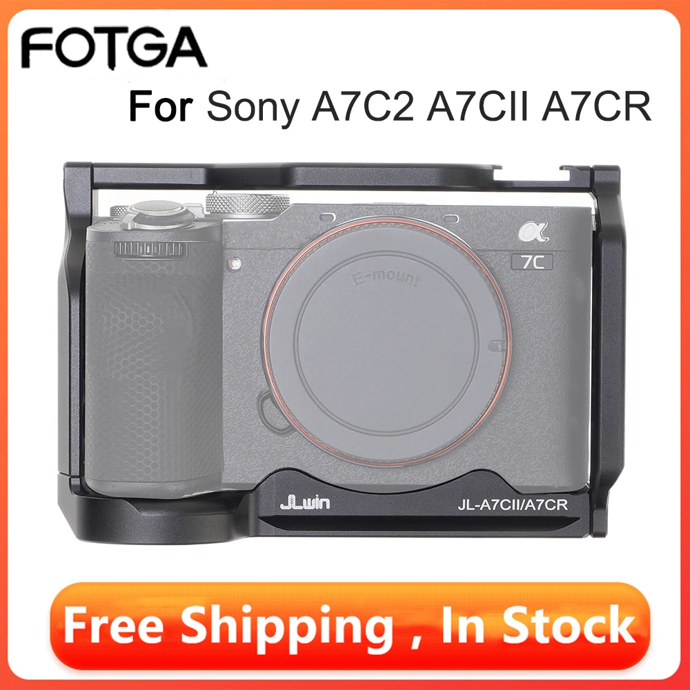 FOTGA Camera Cage For Sony A7C2 A7CII A7CR Alloy Video Cage Handle Camera Cold Shoe Mount 1/4 Arca-Swiss Photography Accessories