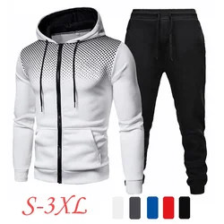 Tute da uomo pantaloni sportivi Casual moda cappotto Versatile RoundDot Zipper felpa con cappuccio Jogging abiti sportivi abbigliamento S-3XL