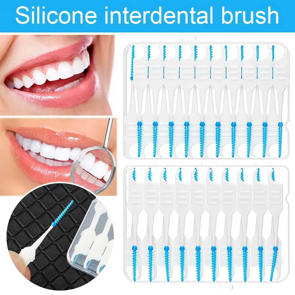 40Pcs Double Head Oral Care Oral Cleaning Dental Cleaning Brush Interdental Brushes Floss Toothpicks