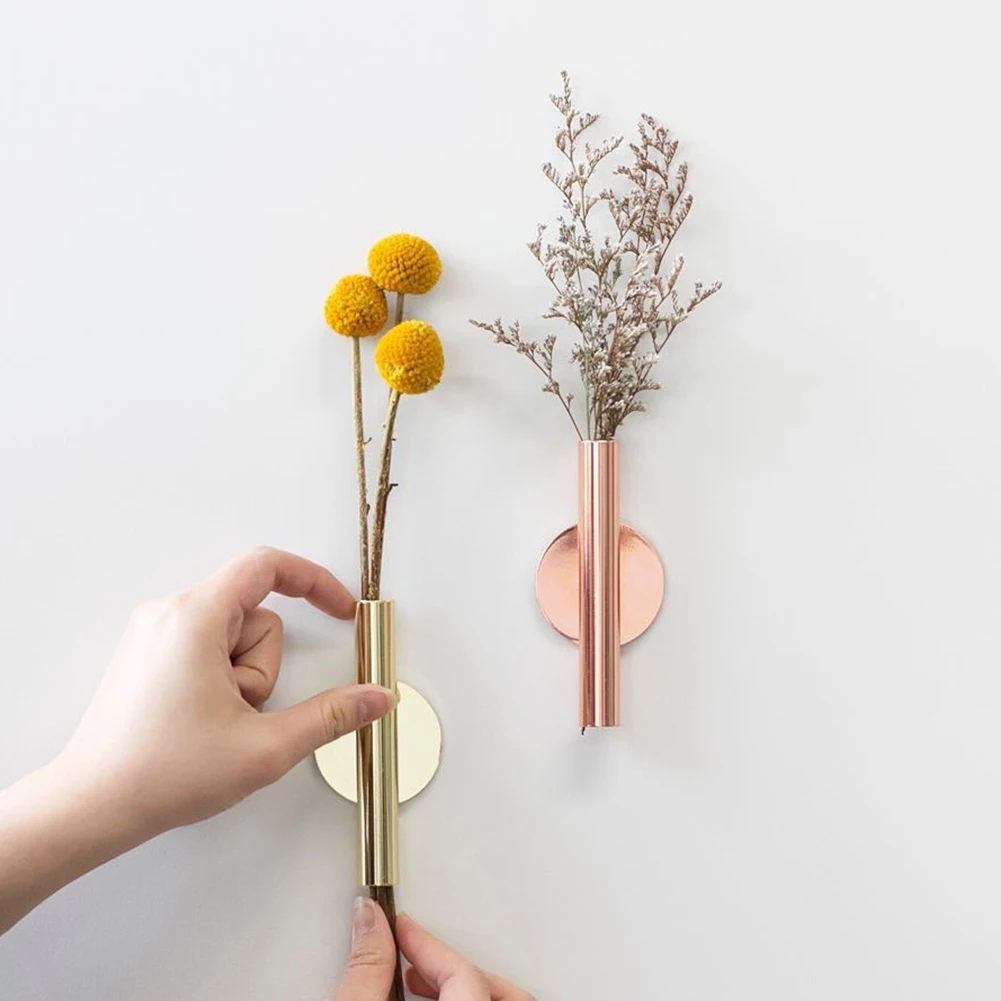 Wall Mounted Flower Tube Nordic Style Metal Hanging Vase Flower Plant Container Holder Home Decoration Party Supplies