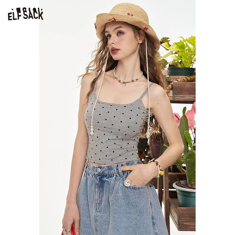 

ELFSACK 2025 Summer New Arrivals Y2K Wave Point Camisole Vest For Women