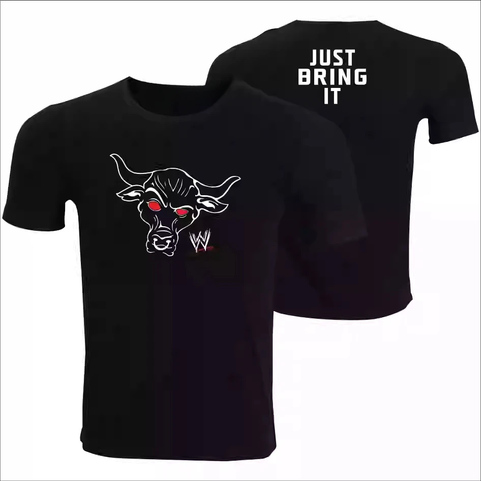 

Новинка 2023 года, летняя мужская футболка с принтом коровьей борьбы ROCK Johnson THE ROCK, футболка высокого качества с короткими рукавами Just BRING IT