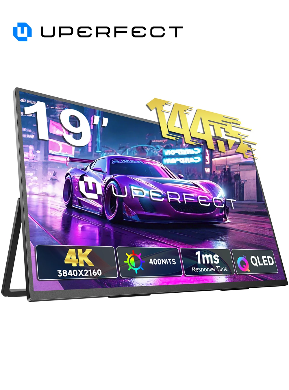 UPERFECT UColor 19-Zoll-QLED-Monitor, tragbar, 4K UHD (3840 x 2160), 144 Hz, 100 % DCI-P3, HDR, für Laptops, PCs, Macs, Smartphones, PS4, Xbox und Switch