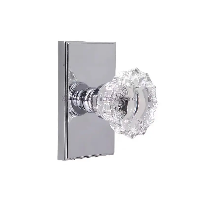 Silver French Bedroom Magnetic White Crystal Universal Silent Room Door Lock One-piece Wooden Door Pink Crystal Door Handle