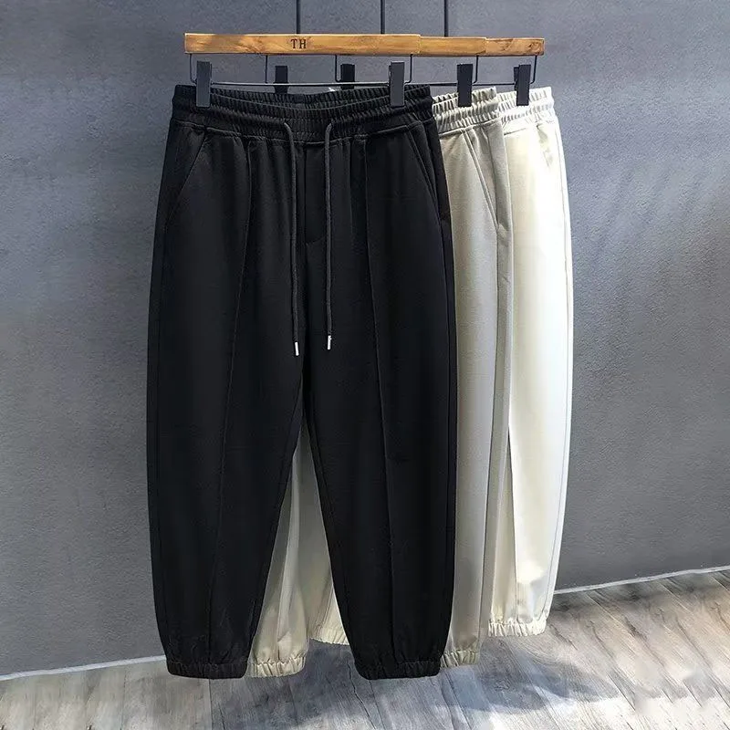 New Autumn Fashion Japanese Vintage Solid Color Leggings Loose and Versatile Youth Sports Casual Handsome Crop Men's Guard Pants