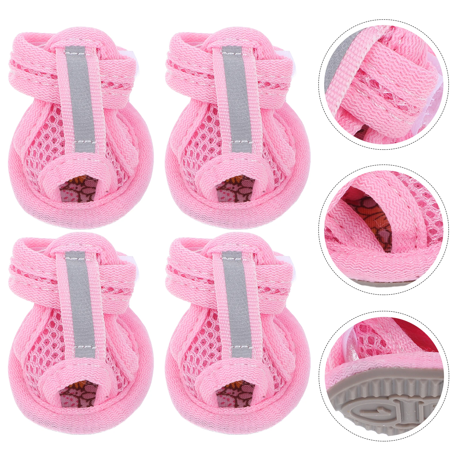 

4pcs Summer Breathable Shoes Mesh Sandals Anti-Slip Wipe Clean Easy Protection Hot Pavement Walking Pink