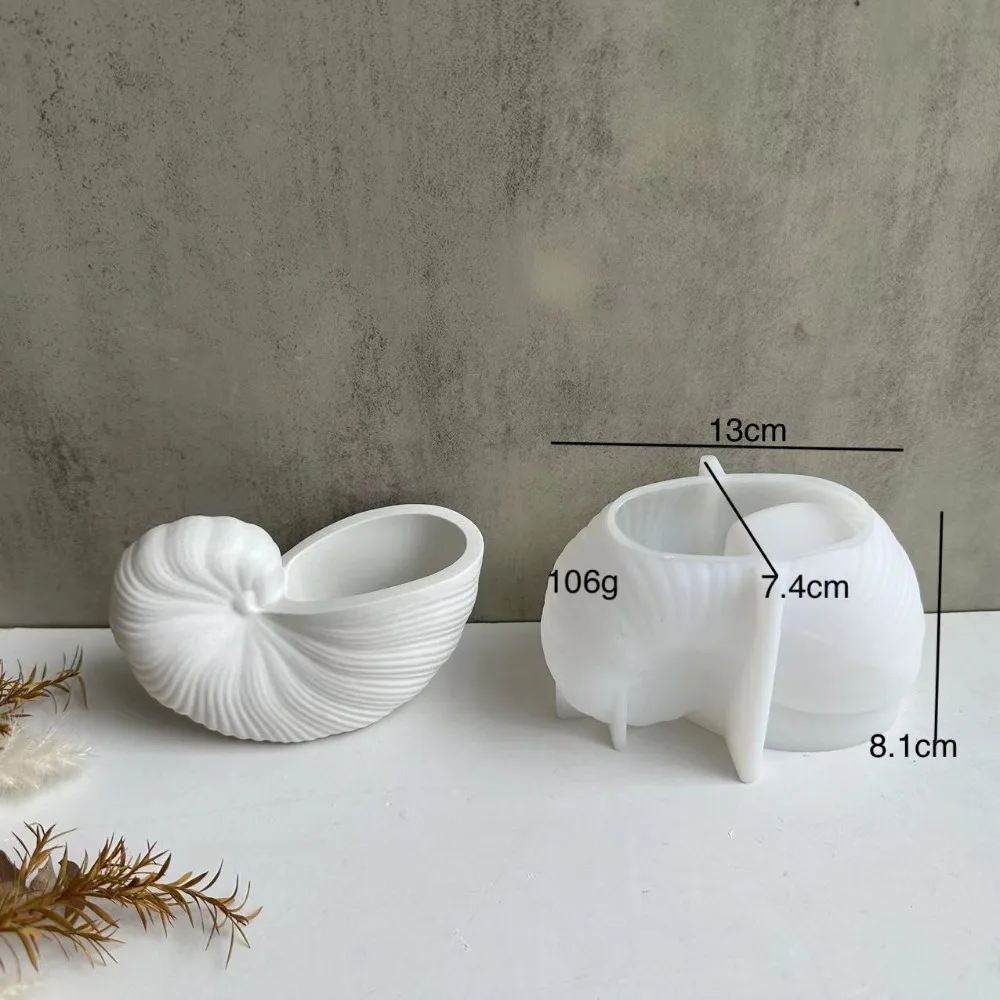 Conch Candle Jar Silicone Molds DIY Handmade Concrete Plaster Cement Sea Shell Flower Pot Jewelry Storage Box Mold Home Decor