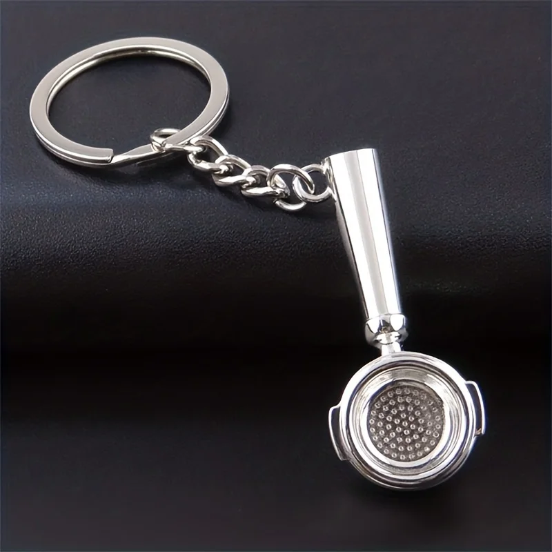 Mini llavero con filtro de café de moda, elegante dije de aleación para bolsos, carteras y llaves de coche, regalo ideal para amantes del café