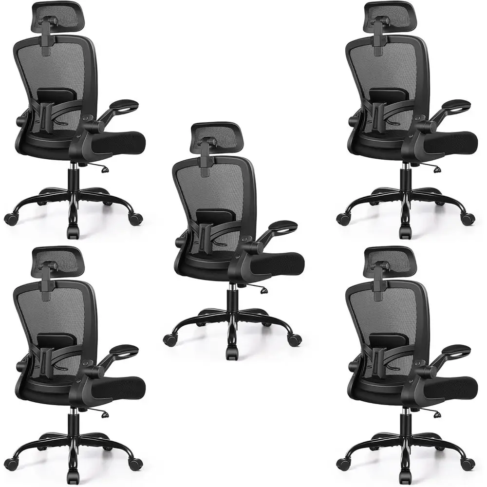 

Ergonomic High-Back Swivel Office Chair with Adjustable Lumbar Support, Armrests, and Height for Comfortable Gaming or Work, Pac