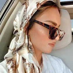 90*90CM Women's Silk Scarf Foulard En Satin Luxury Silk Scarf Neckerchief Purse Silk Square Scarf  SJ02