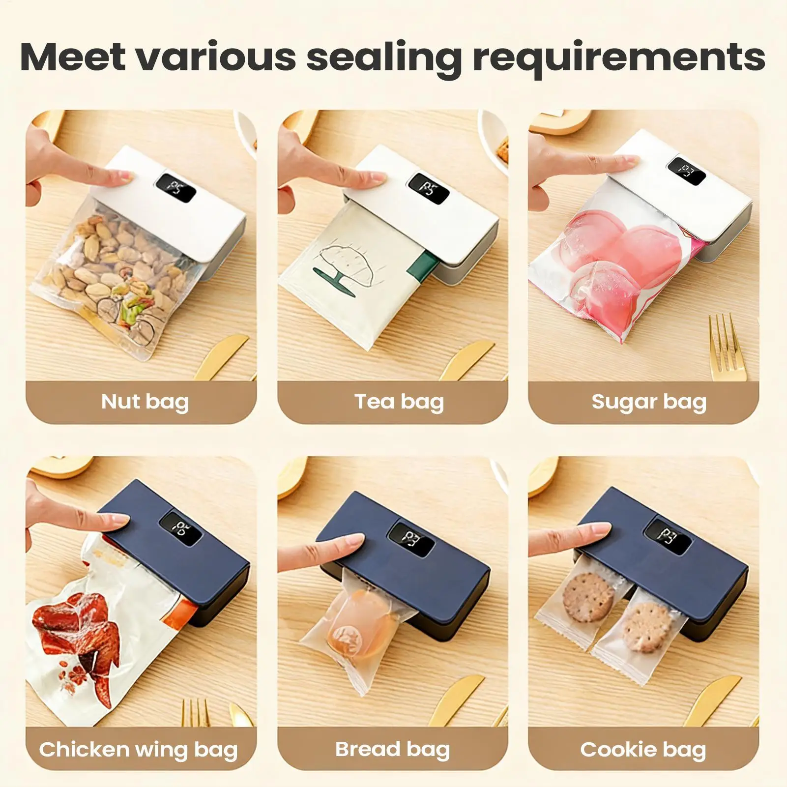 Magnetic Bag Sealing Machine 6 Level Portable Food Resealer Rechargeable Heat Sealer For Snack Chips Fridge Storage Gadget
