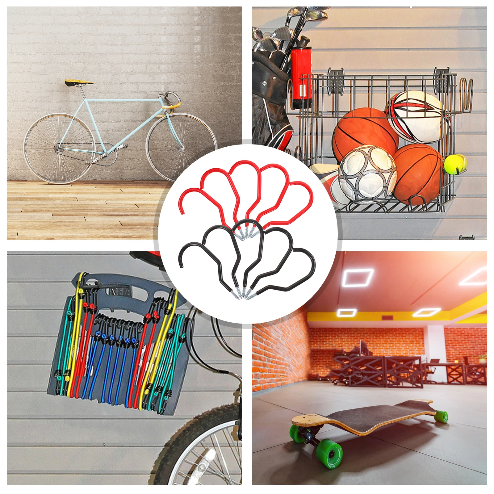 

10pcs Bike Hooks Garage Heavy Duty Wall Mount Hanger For Bike Storage Shed Kids Scooter Sturdy Metal Hook Ceiling Hangers Pvc