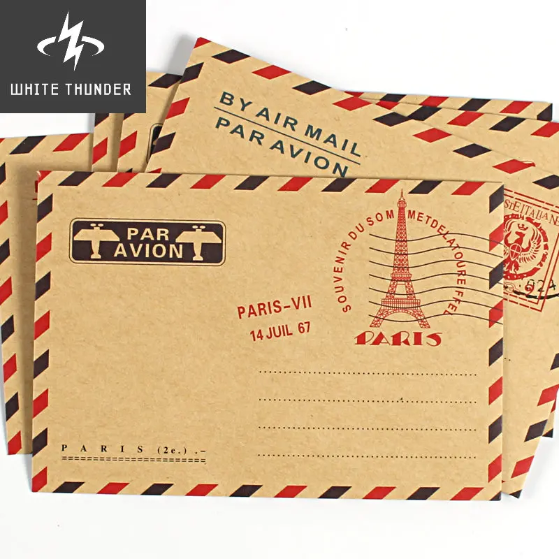 

10pcs/set Vintage Kraft Paper Envelopes for Business Invitations Postcard Letter Wallet Envelope for Gift Air Mail Stationery