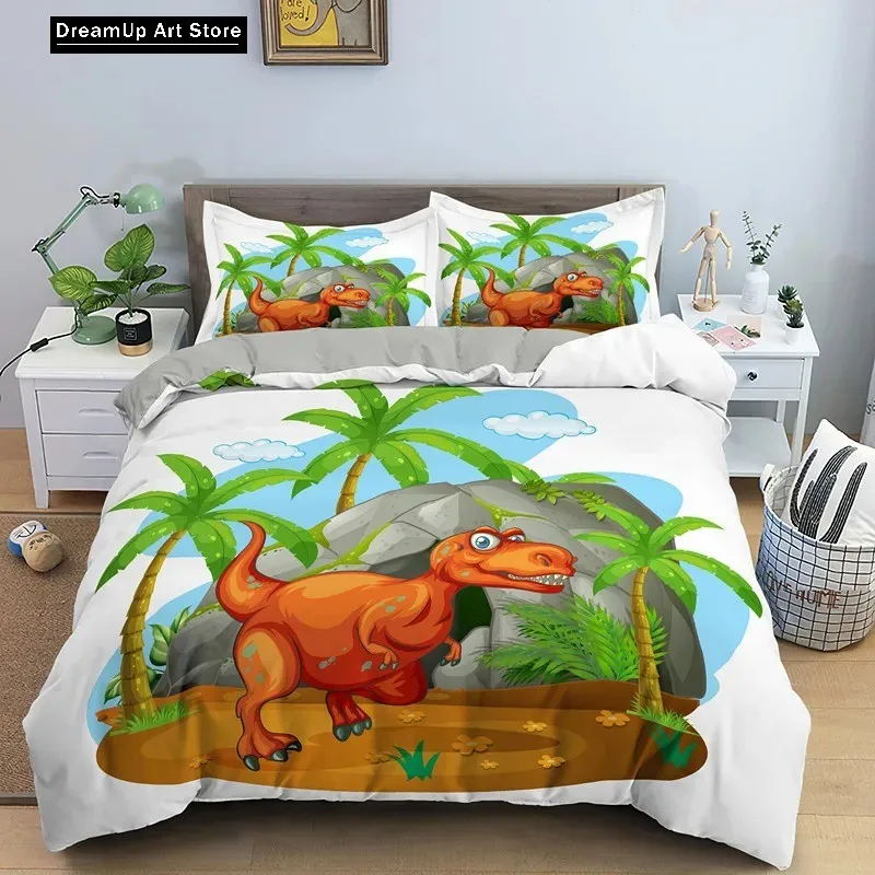 3D Print Cartoon Dinosaur Jurassic World Bedding Set Boys Girls Twin Queen Full Size Duvet Cover Pillowcase Bed Adult Bedroom