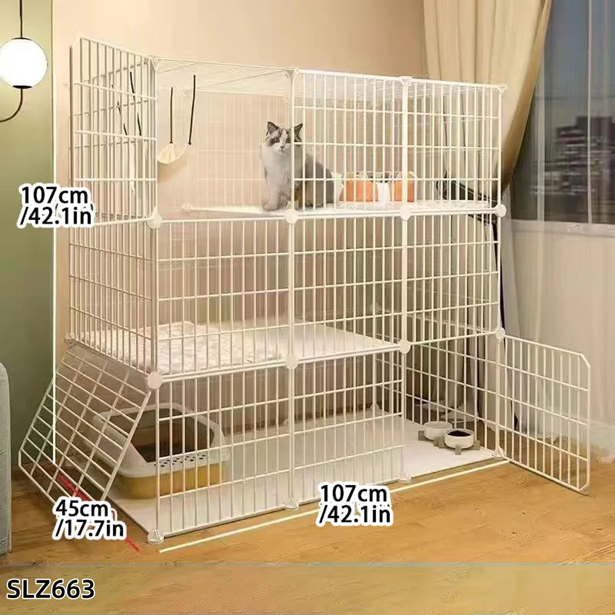 Kitten cat cage household indoor cat villa two floors double floor does not take up space small free splicing cat cage
