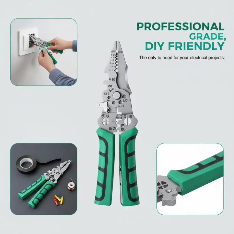 Inductive Wire Stripping Pliers Comfort Non-Slip Handle Multifunctional Cutting Crimping Tool for Student Electrical Practice