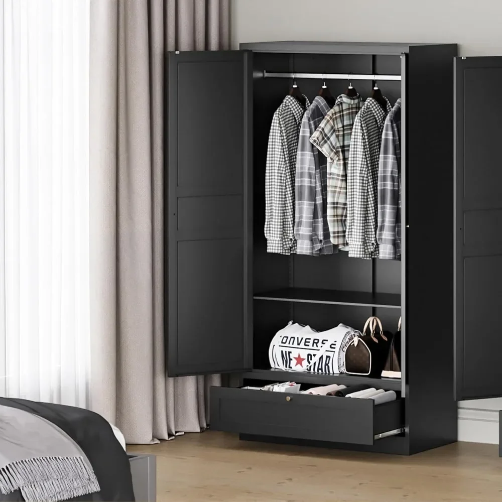 

Wardrobe, 72" Metal Storage Cabinets, Bedroom Armoires Laundry Room and Office Clothes Storage Organizer Cabinets