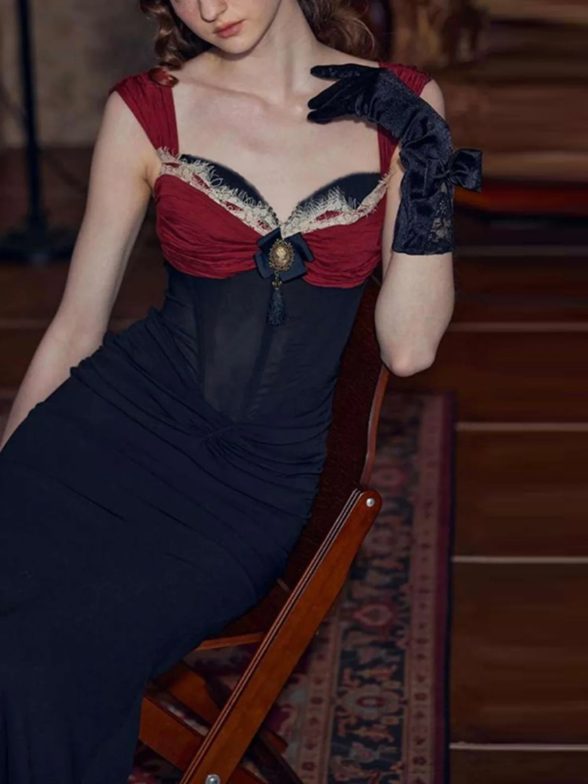 Ele vintage cor blo v-ne sexy esqueleto exposição dr feminino na moda cintura alta saia longa hepburn sle verão dr