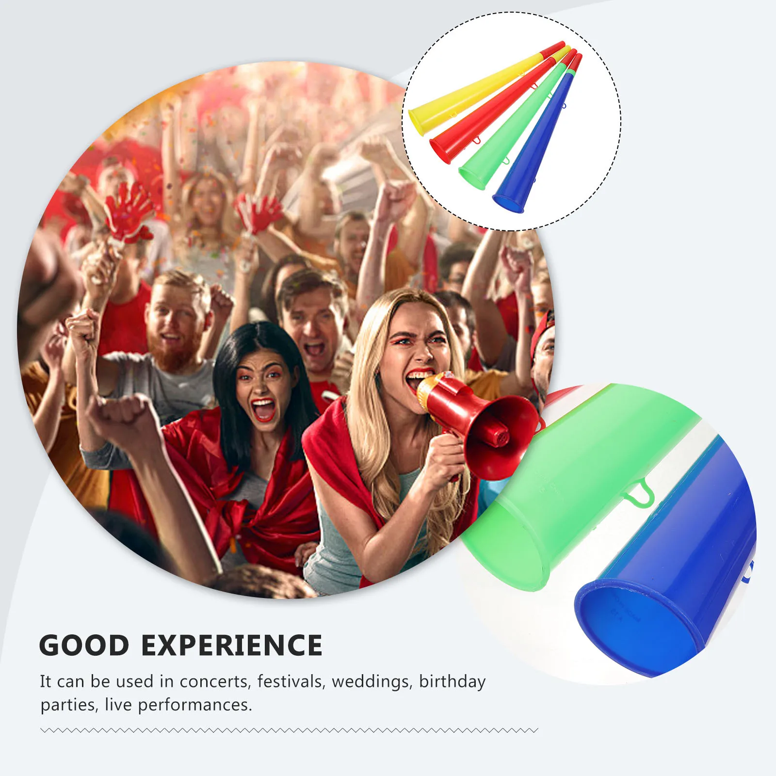 

6pcs Plastic Trumpet Loud Cheer Horn For Sports Events Party Concert Festival Wedding Birthday Gift Bright Color Game Horn