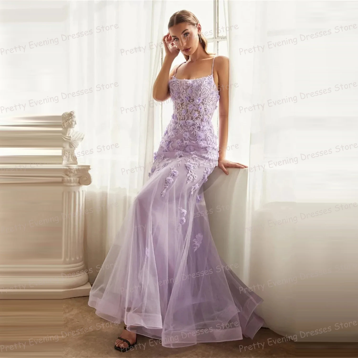

Elegant Fashion Evening Dresses Woman's Mermaid Prom Gowns Sexy Appliques Boat Neck Beach Party Princess Vestidos Customized