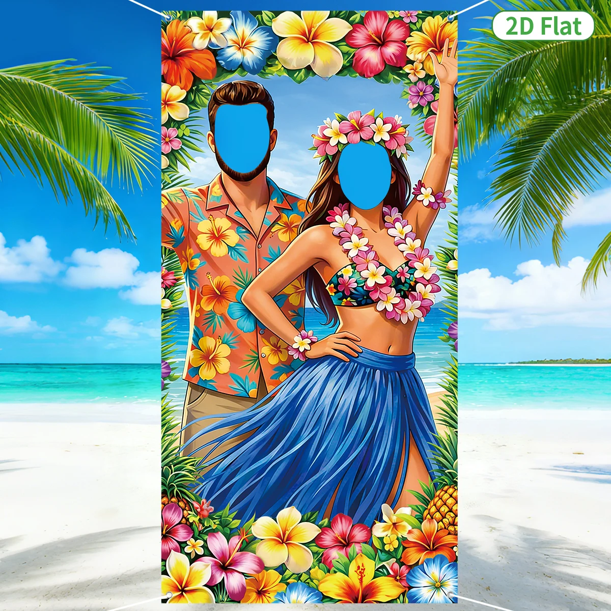 Hawaiian Photo Props Hawaii Themed Birthday Party Decorations Kids Favors Photo Frame Backdrop Summer Party Wedding Supplies
