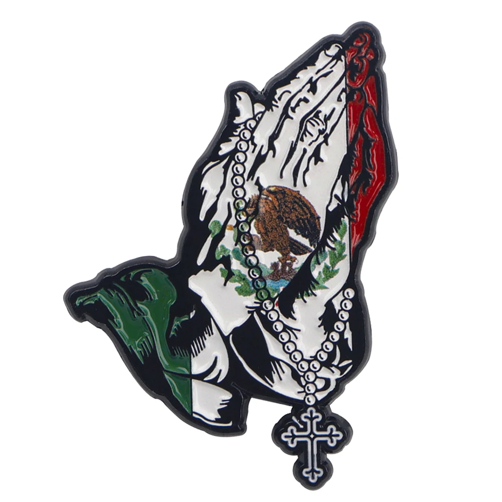 Mexican Flag Prayer Enamel Pin Brooches on Clothes Badge Bag Clothes Lapel Woman Men Jewelry Gift