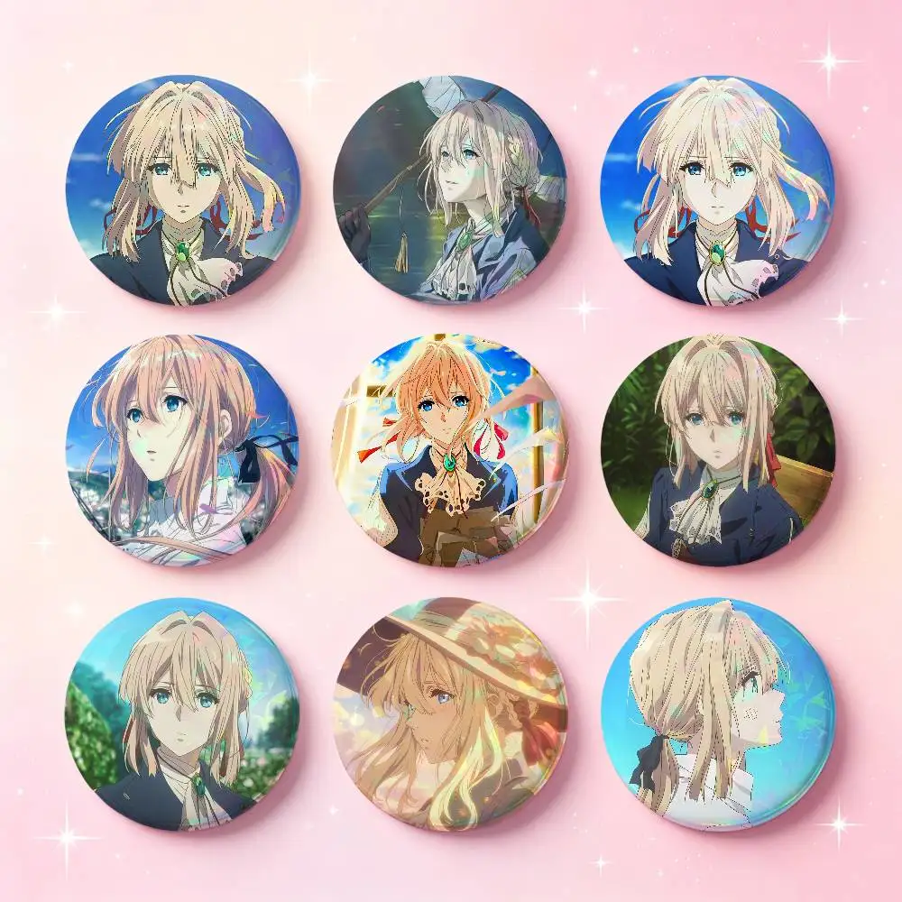Violet Evergarden Anime Badges 25 32 44 58 75 Mm Round Cosplay Pin Bag Decor Fans Collect Friends Gifts Brooch Souvenir