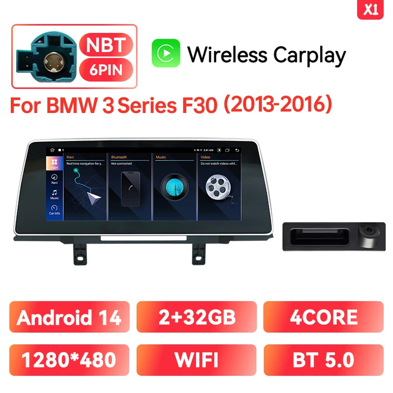 Xonrich Draadloze Carplay Android Multimedia Scherm Voor Bmw 1/2/3/4 Serie F20/F21/F30/F31/F33/F34/F36 Nbt Ips Display 10.25''