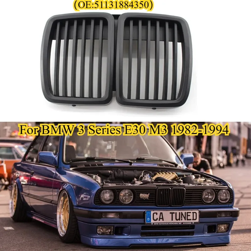 

Grille ABS Front Replacement Hood Kidney Grill for 1982-1994 BMW E30 Grill 3Series Replacement Racing Grilles（51131884350）